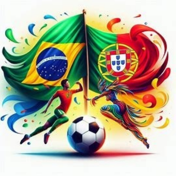 flag of Brazil and Portugal